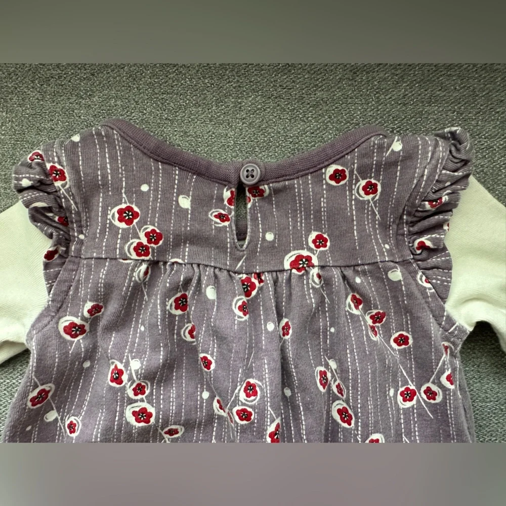 Tea Collection 100% Cotton Floral Ruffle Long Sleeve Snap Romper